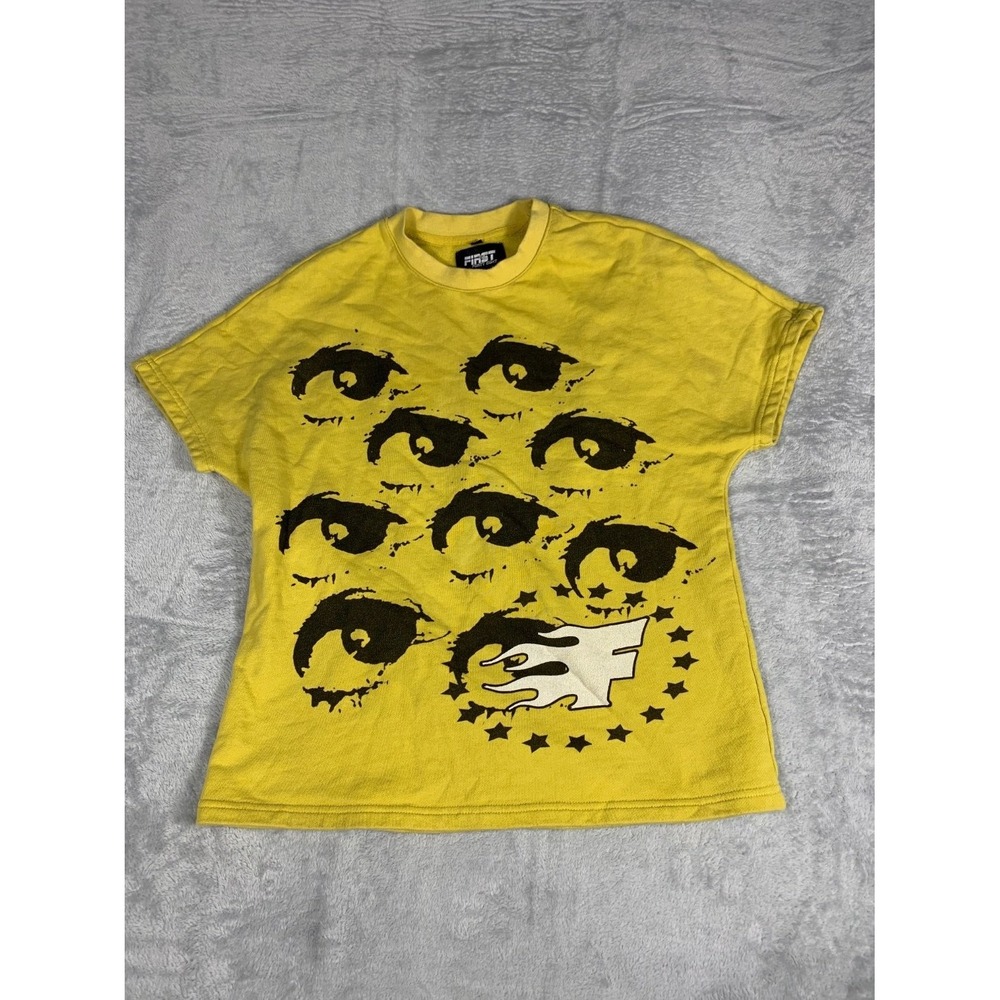 First Forty Eight You See Me Winning Men's T-Shirt L Yellow Flame Logo Detail